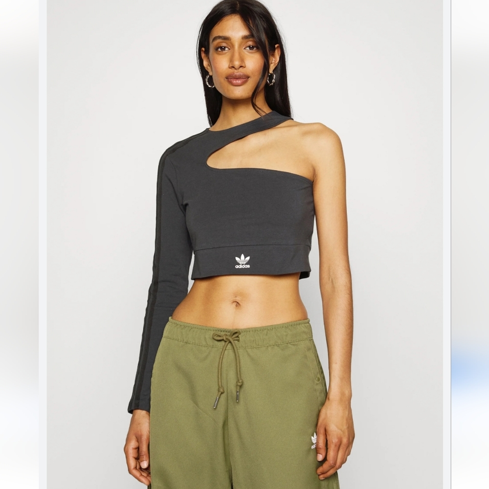 Adidas Black One-Shoulder Crop Top